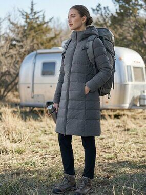 UNIQLO Gray Long Hooded Puffer Coat XL NWOT